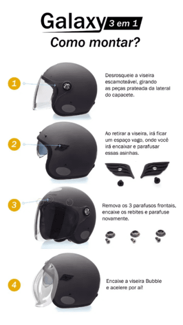 Capacete Lucca Galaxy 3 em 1 Gold Flame - Imagem 3